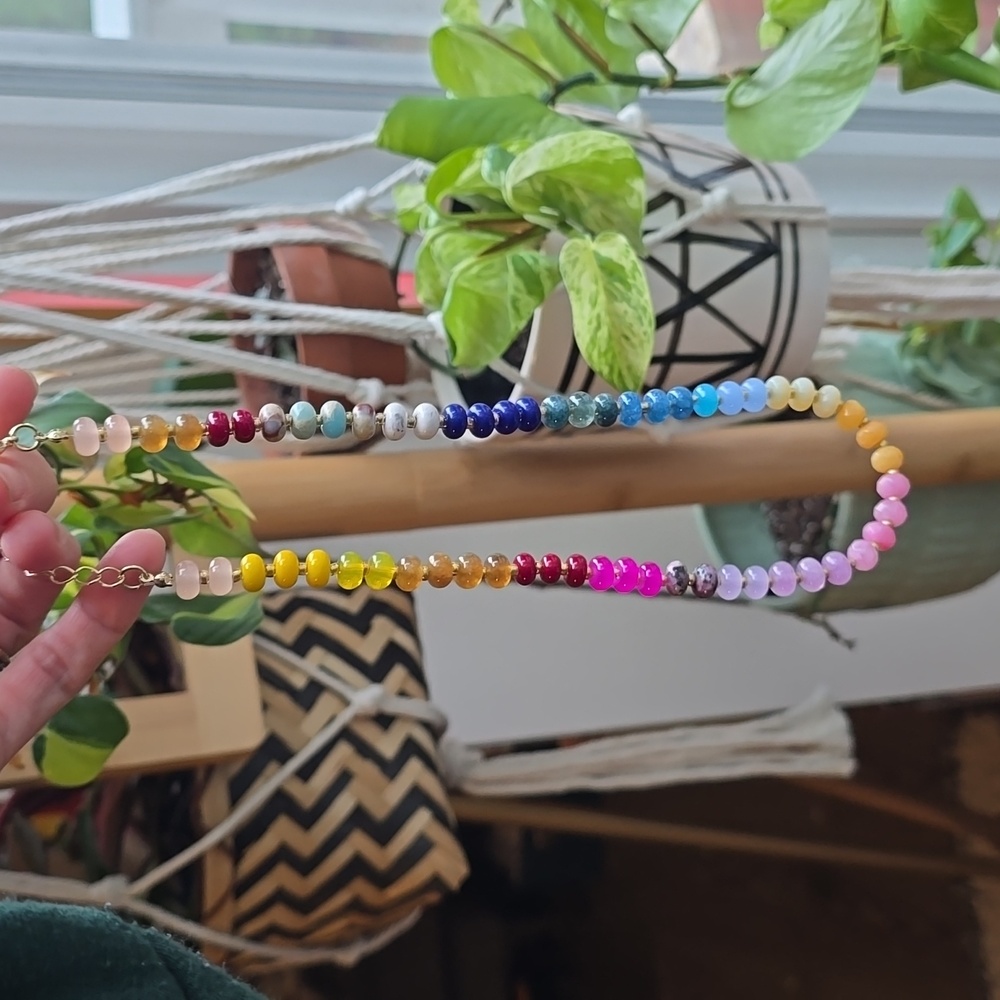 Multi color beaded rondelle necklace Multi